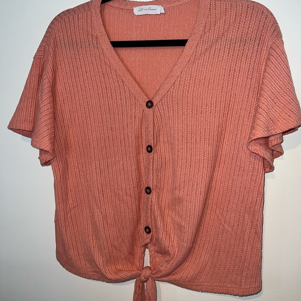 Women's Coral Button-Down Top